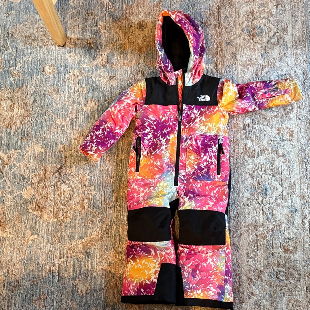 The North Face Floral Snowsuit in Pink, Orange, and Black